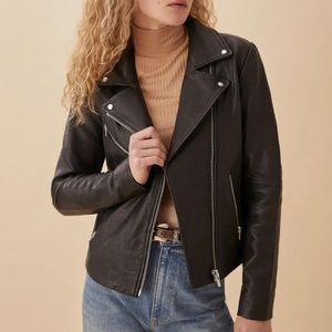 Reformation Green Leather Jacket